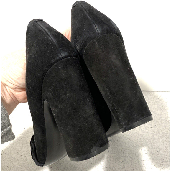 Nine West Holliman black suede pumps US 8M dressy career high heel shoes dressy - Picture 9 of 10